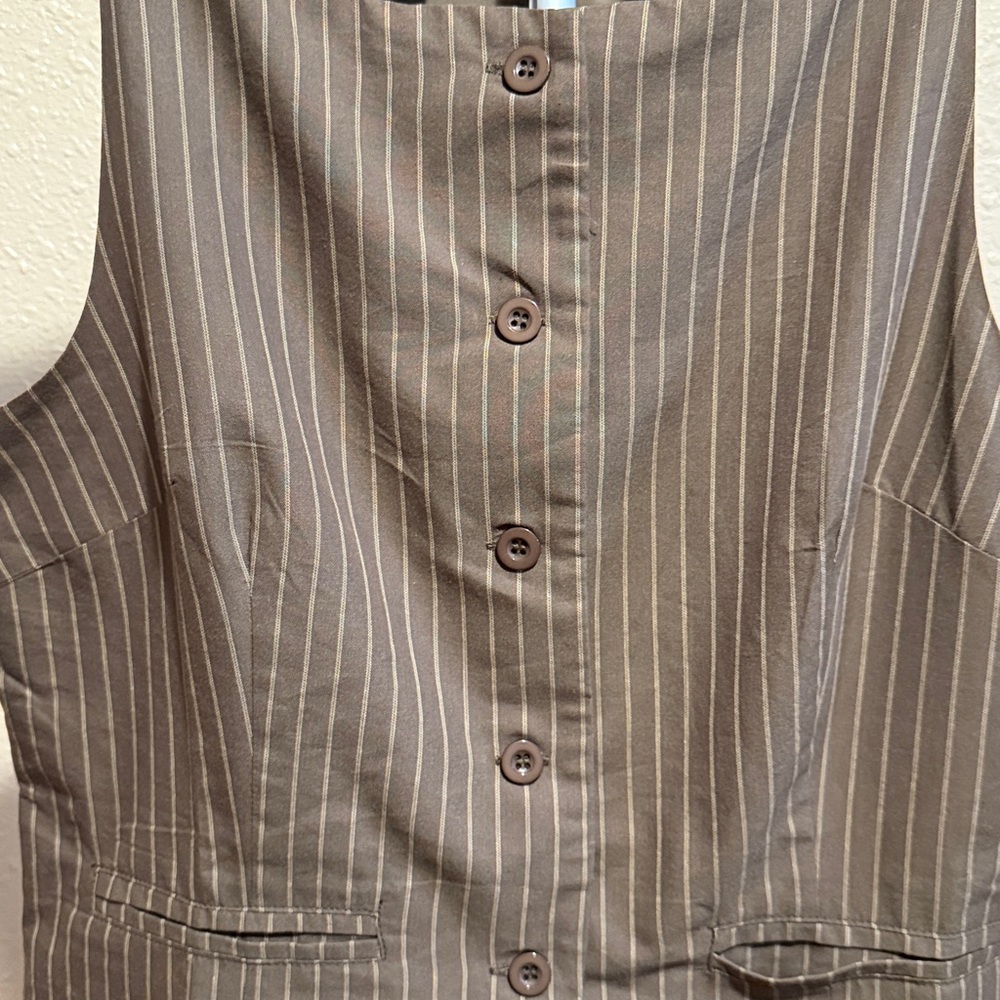 2 pc coordinated SET Brown & Tan pinstripe jacket & skort multiple SIZES AVAIL - Picture 5 of 13